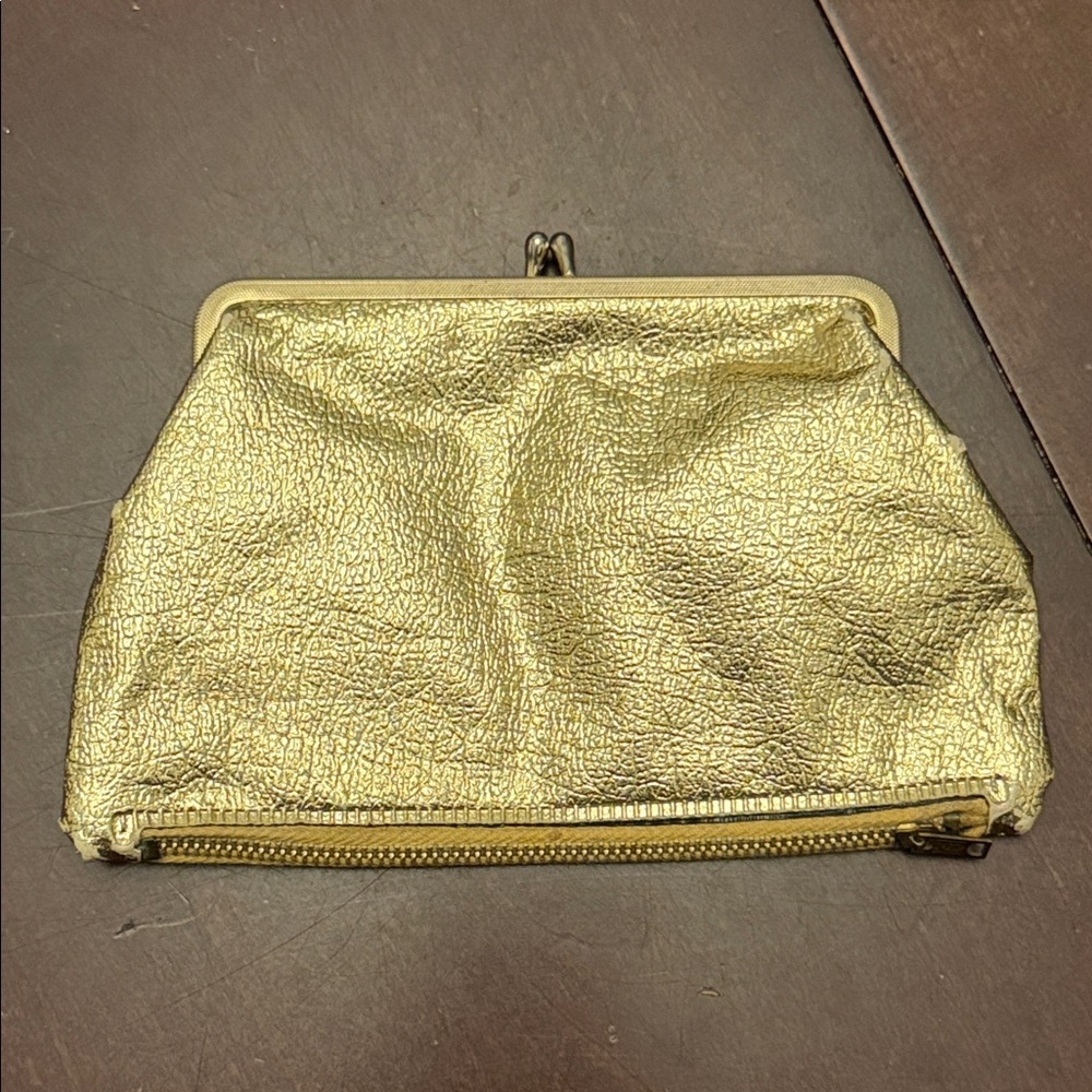 Midcentury Vintage Metallic Gold Clutch Bag